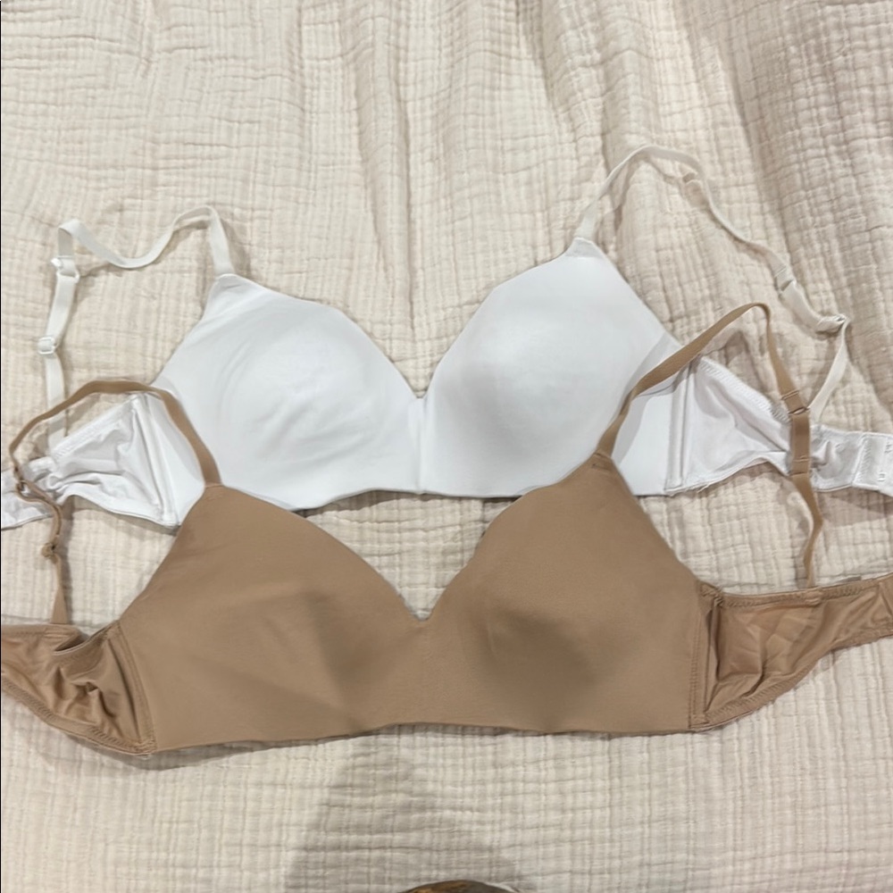 Women's White and Tan Bras